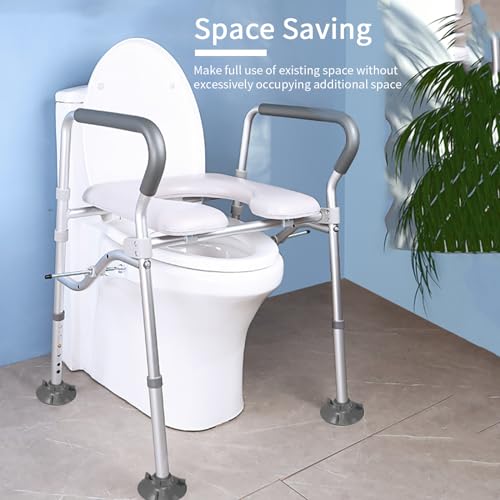 Raised Toilet Seat with Handles up to 450lbs, Wide Padded Elevated Toilet Seat Y150