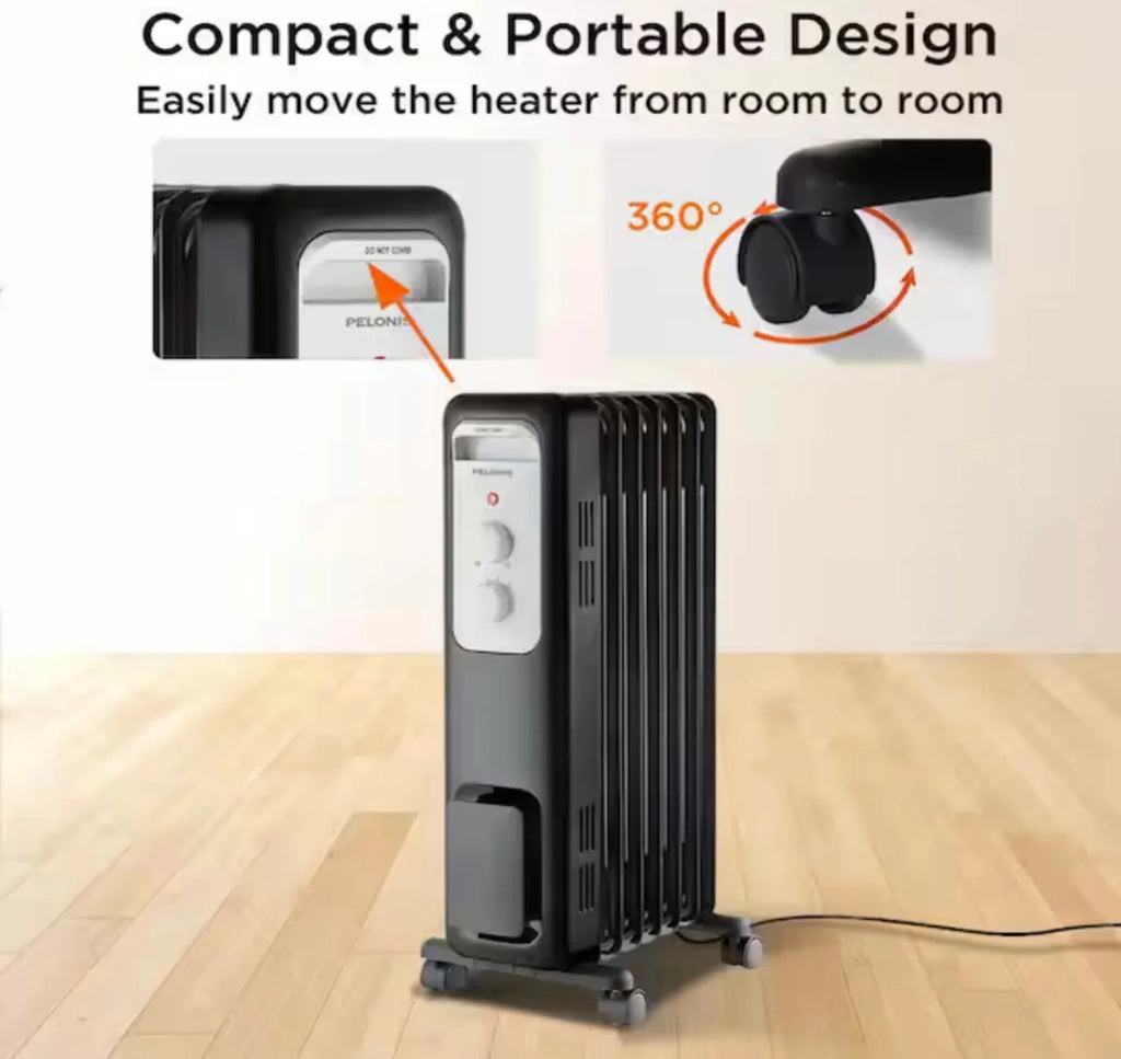 1,500-Watt Oil-Filled Radiant Electric Space Heater with Thermostat D218965