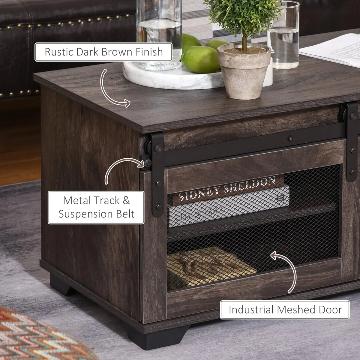 Dark Brown Coffee Table with Storage A936222