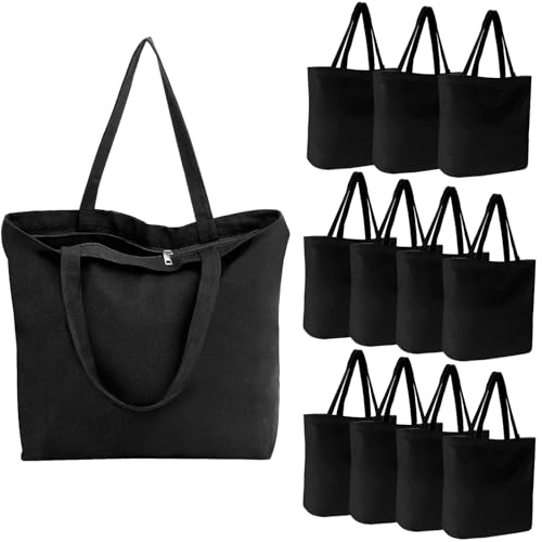 6 Packs Canvas Tote Bag with Zipper B126491
