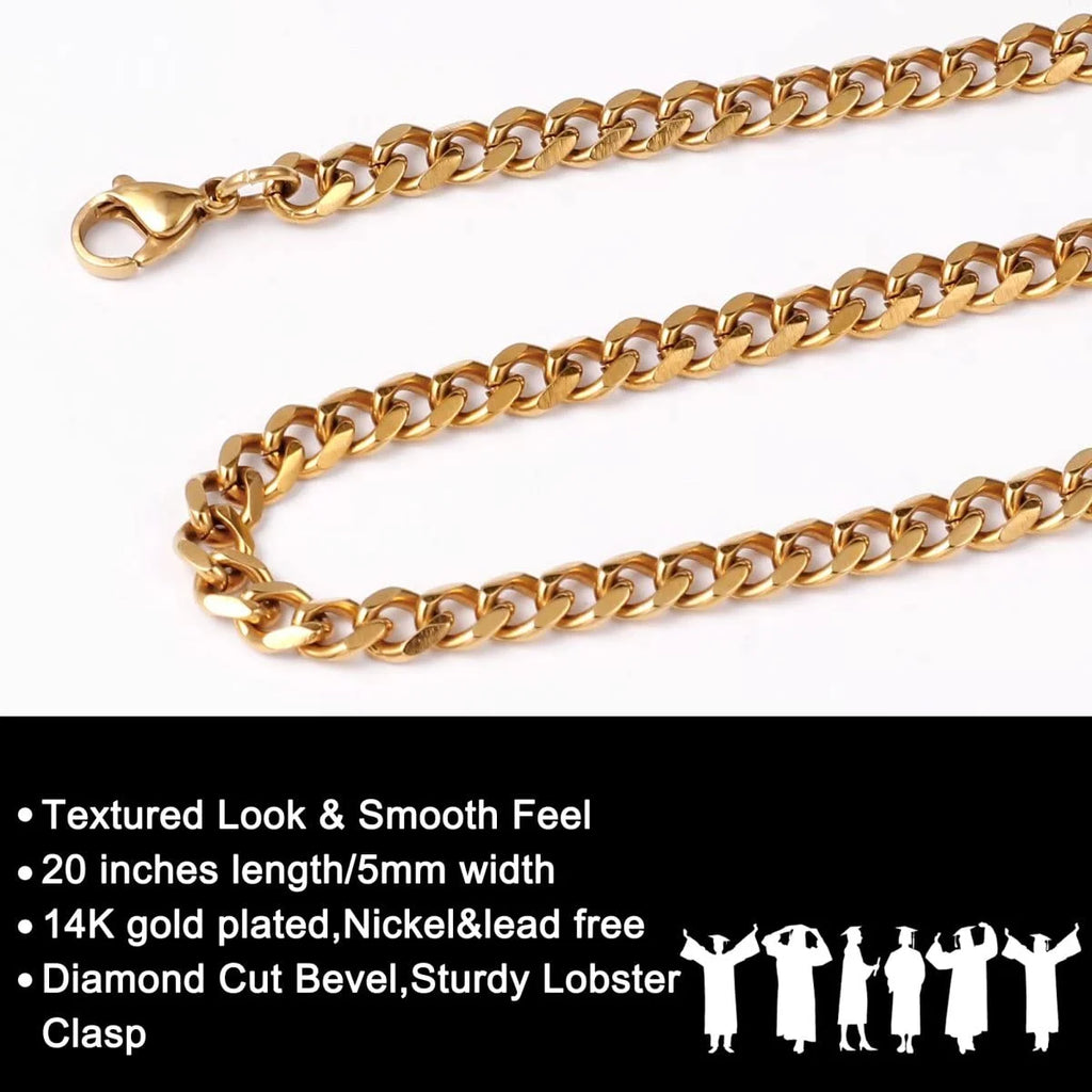 Gold Plated Stainless Steel Black Chunky Cuban Link Chain Necklace L23694