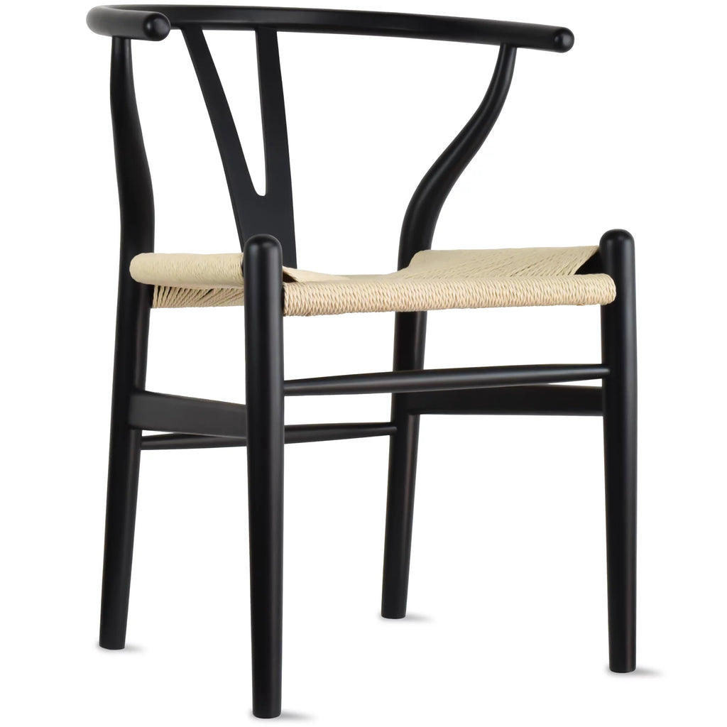 Set of 2 Solid Wooden Dining Chairs with Woven Papercord Seats K32780
