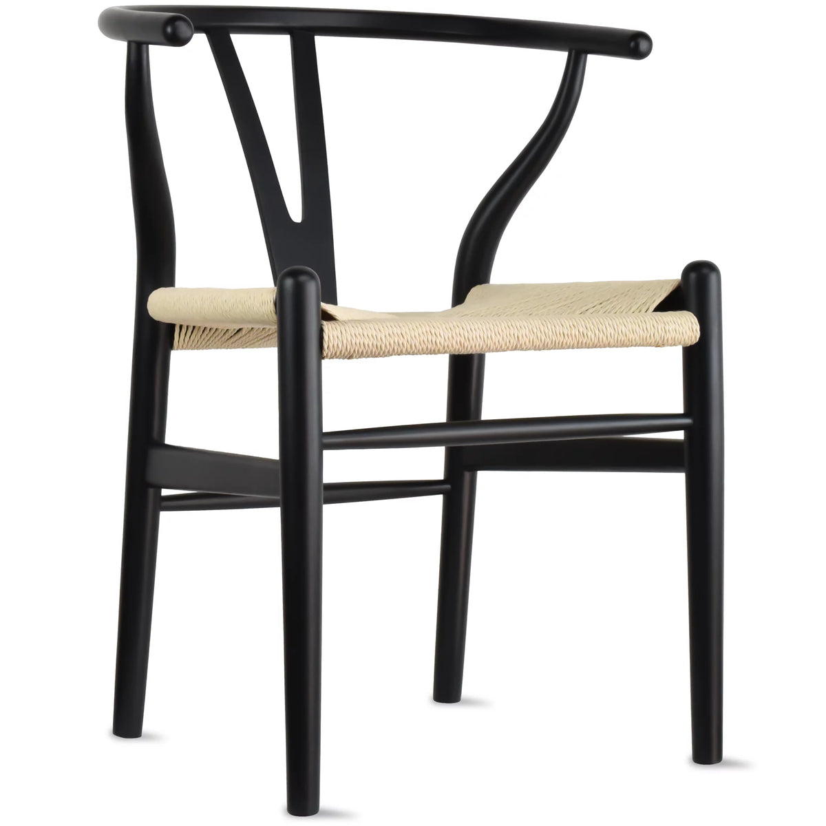 Set of 2 Solid Wooden Dining Chairs with Woven Papercord Seats K32780