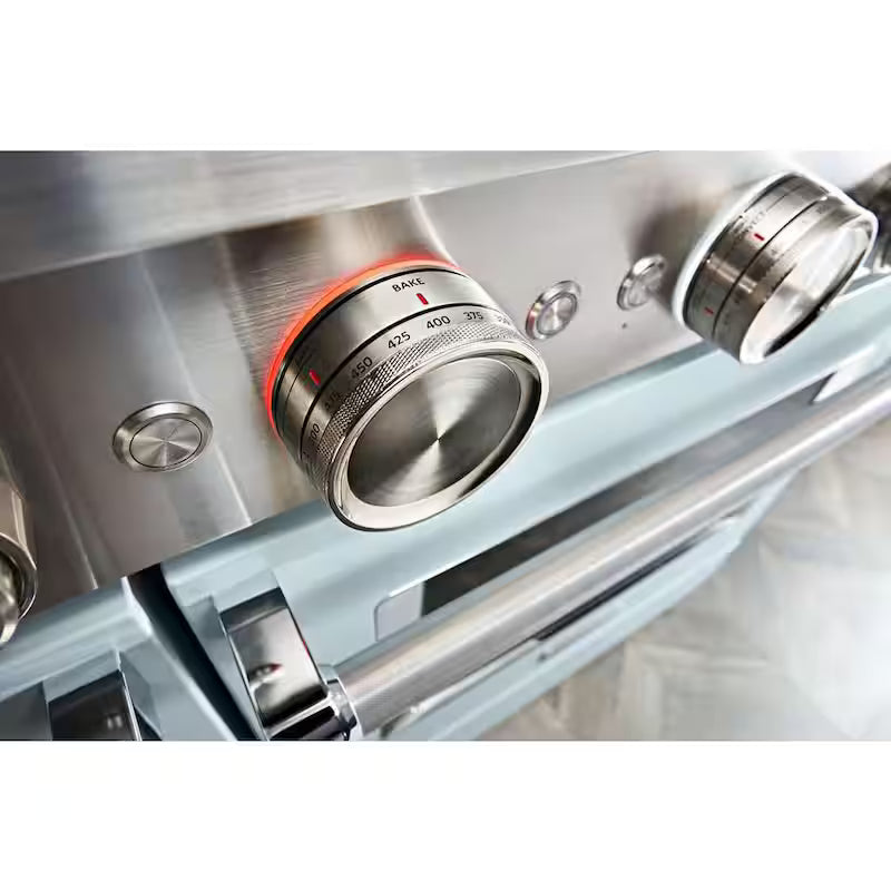 6.3 cu. ft. Smart Double Oven Gas Range with Griddle in Misty Blue B475