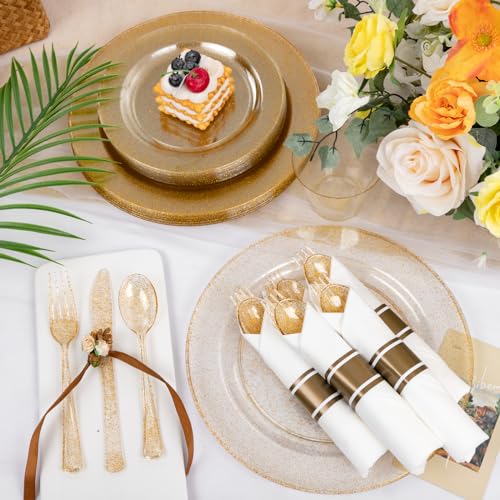 350-Piece Gold Disposable Plates and Cutlery Set O736990