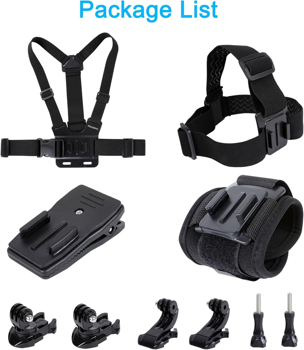 Quick Release Head Strap Mount + Chest Mount Harness + Backpack Clip Holder + 360° Rotating Wrist Strap F57555