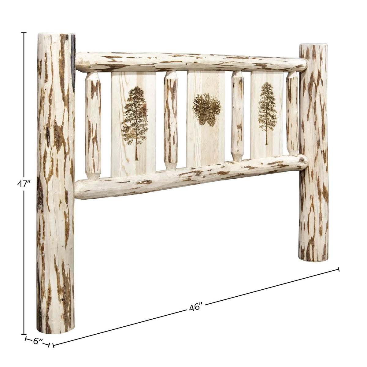 Twin Headboard with Laser Engraved Pine Design Z675537