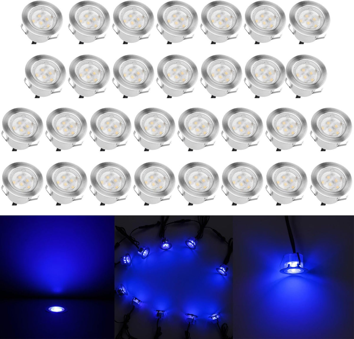 Low Voltage Stainless Steel 1W Deck Lights (20pcs, Cool White) A18800