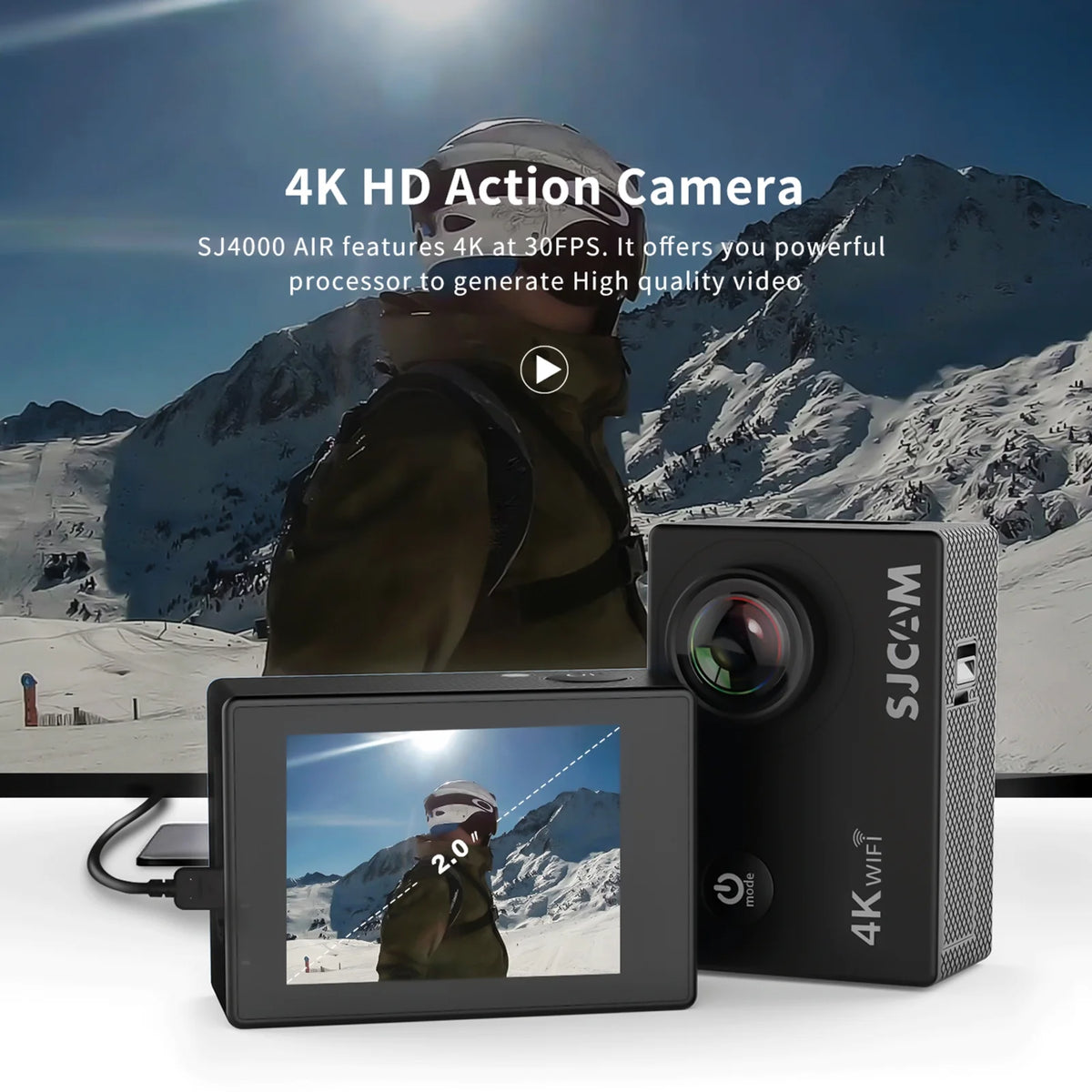 Waterproof Case with 2-inch IPS Screen for Sj4000air Camera B281
