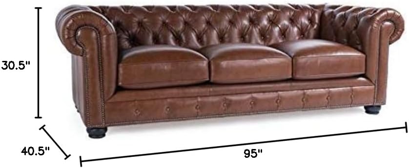Traditional Leather Tufted Back Chesterfield Sofa J514225