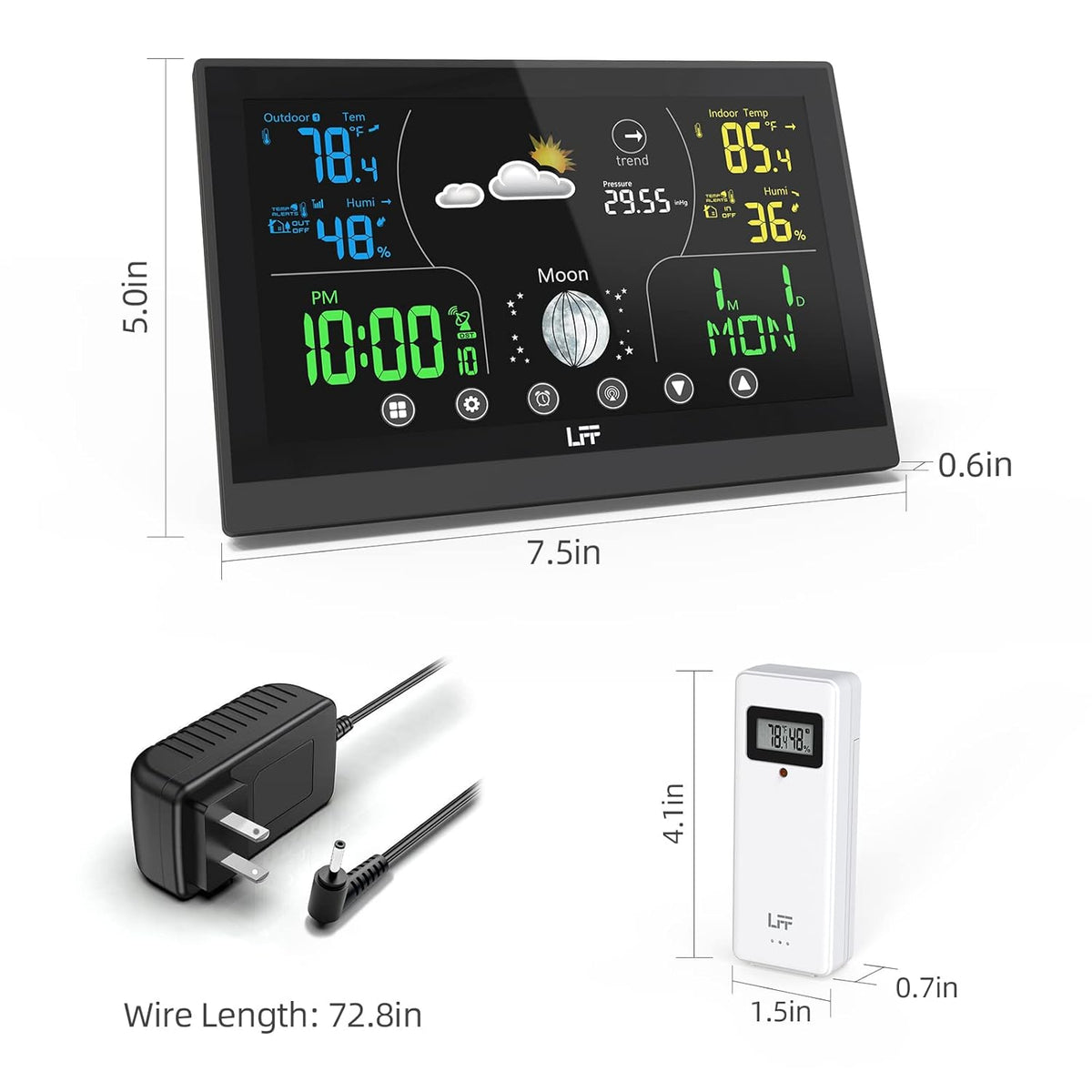 Wireless Color Display Weather Station with 2 Sensors T966272