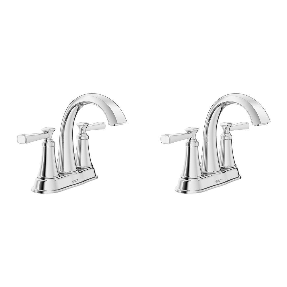 Polished Chrome 4 in. Centerset Double Handle Bathroom Faucet (2-Pack) V267026
