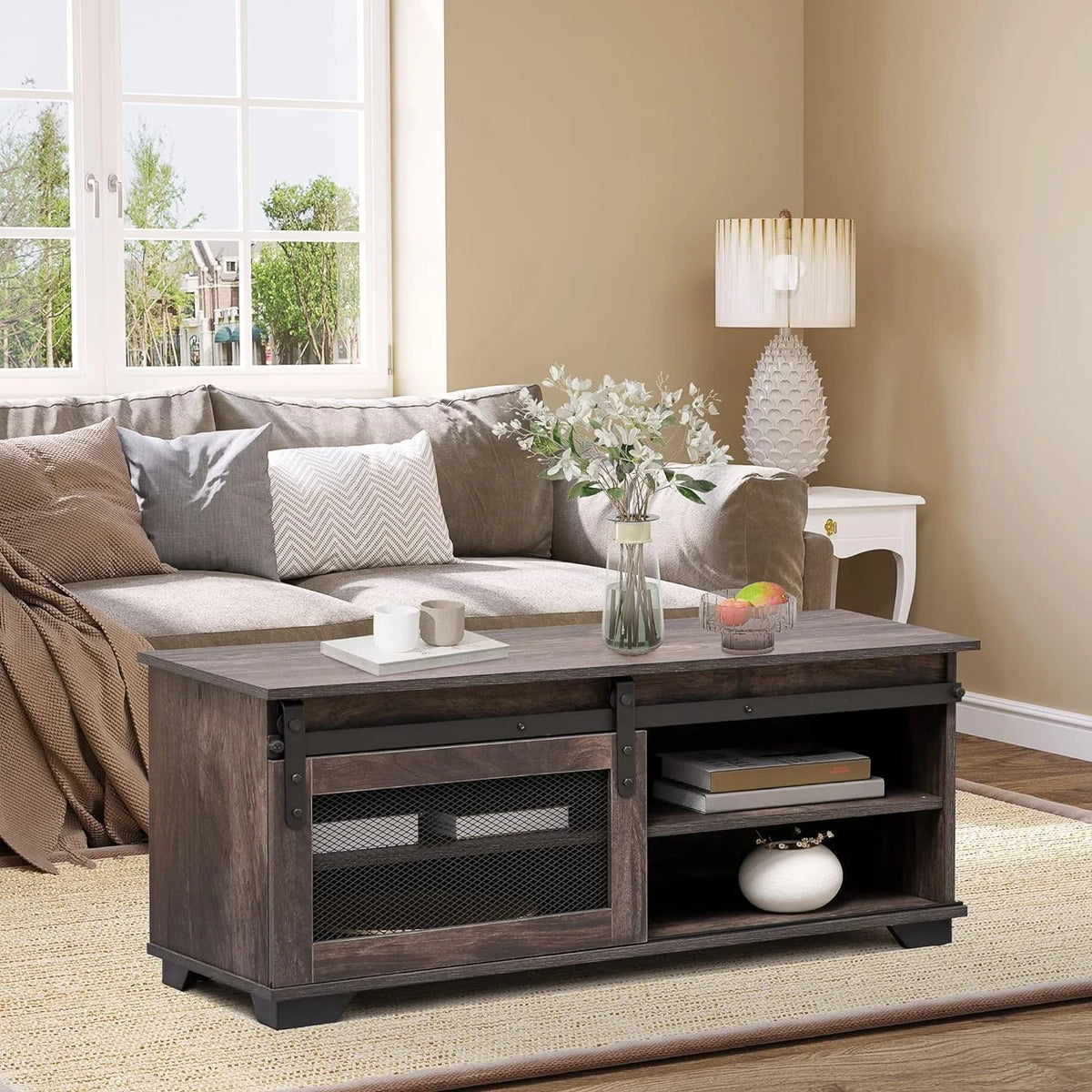 Dark Brown Coffee Table with Storage A936222