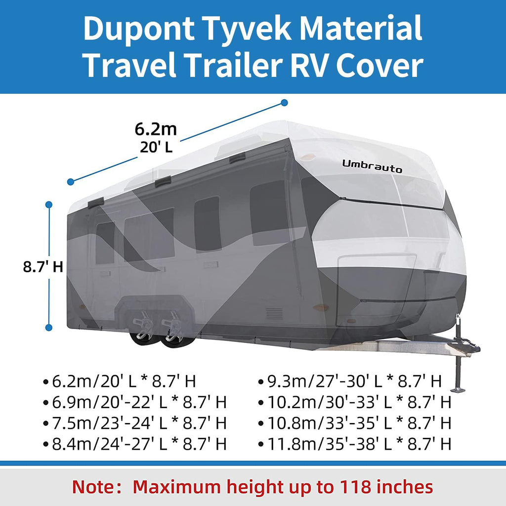 Gray/White Waterproof Travel Trailer RV Cover K788378