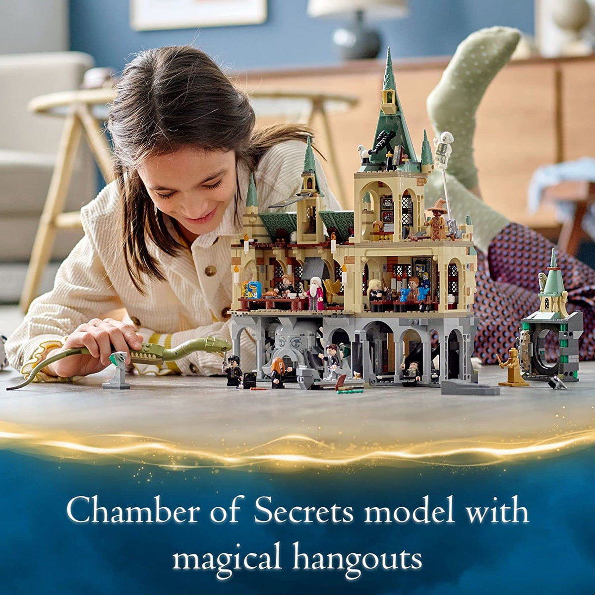 LEGO Harry Potter Hogwarts Chamber of Secrets 76389 Castle Toy with The Great Hall, 20th Anniversary Model Set with Collectible Golden Voldemort Minifigure and Glow-in-the-Dark Nearly Headless Nick W868381