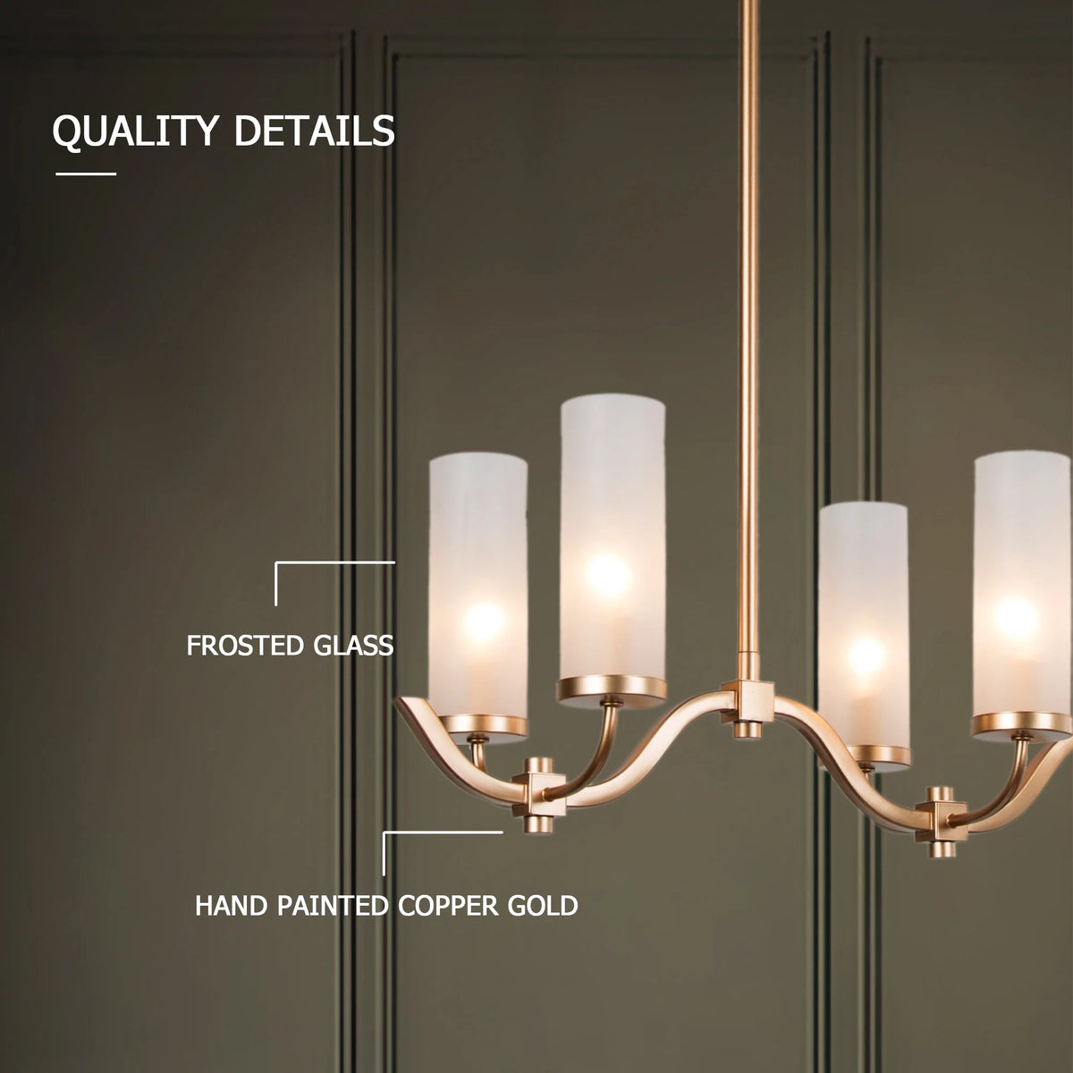 Gold Frosted Glass Linear Chandelier 6-Light 30" H626
