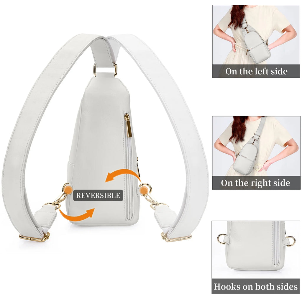 Women Chest Bag Sling Bag Small Crossbody PU Leather Shoulder Backpack X823082