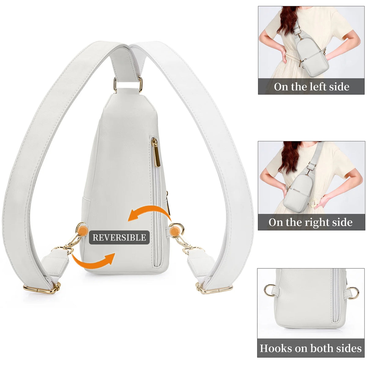 Women Chest Bag Sling Bag Small Crossbody PU Leather Shoulder Backpack X823082