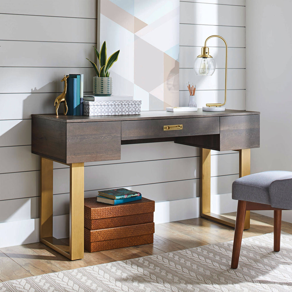 Toasted Brown Ash 3-Drawer Writing Desk B486701