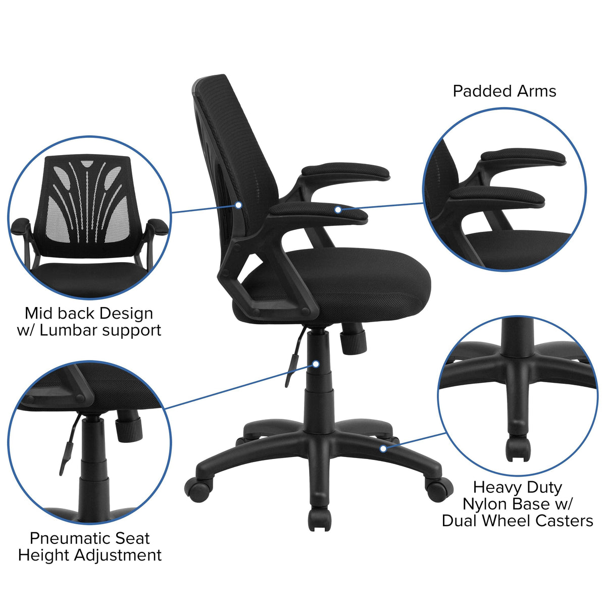 Black Mesh Chair with Mesh Seat E785585