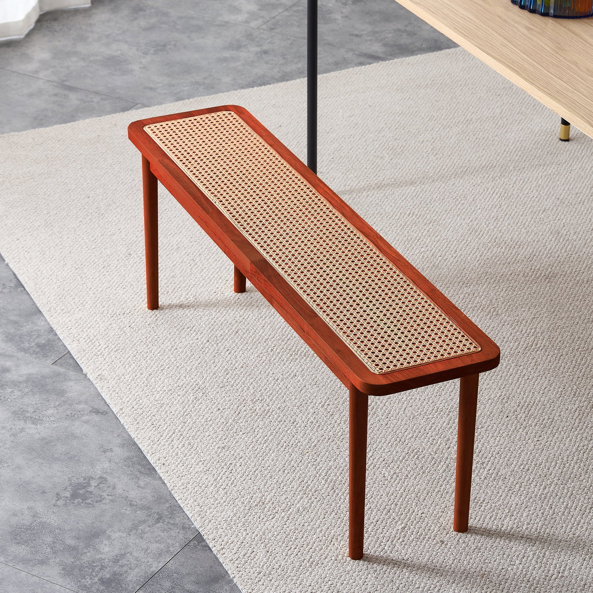 Solid Wood Rattan Woven Bench Q932