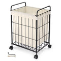 Black Metal Laundry Hamper with Wheels R4459