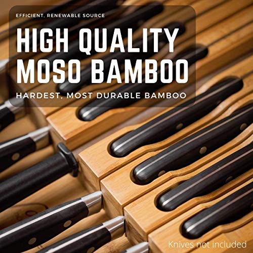 Bamboo Knife Block Holds 12 Knives with Slot for Knife Sharpener L533164
