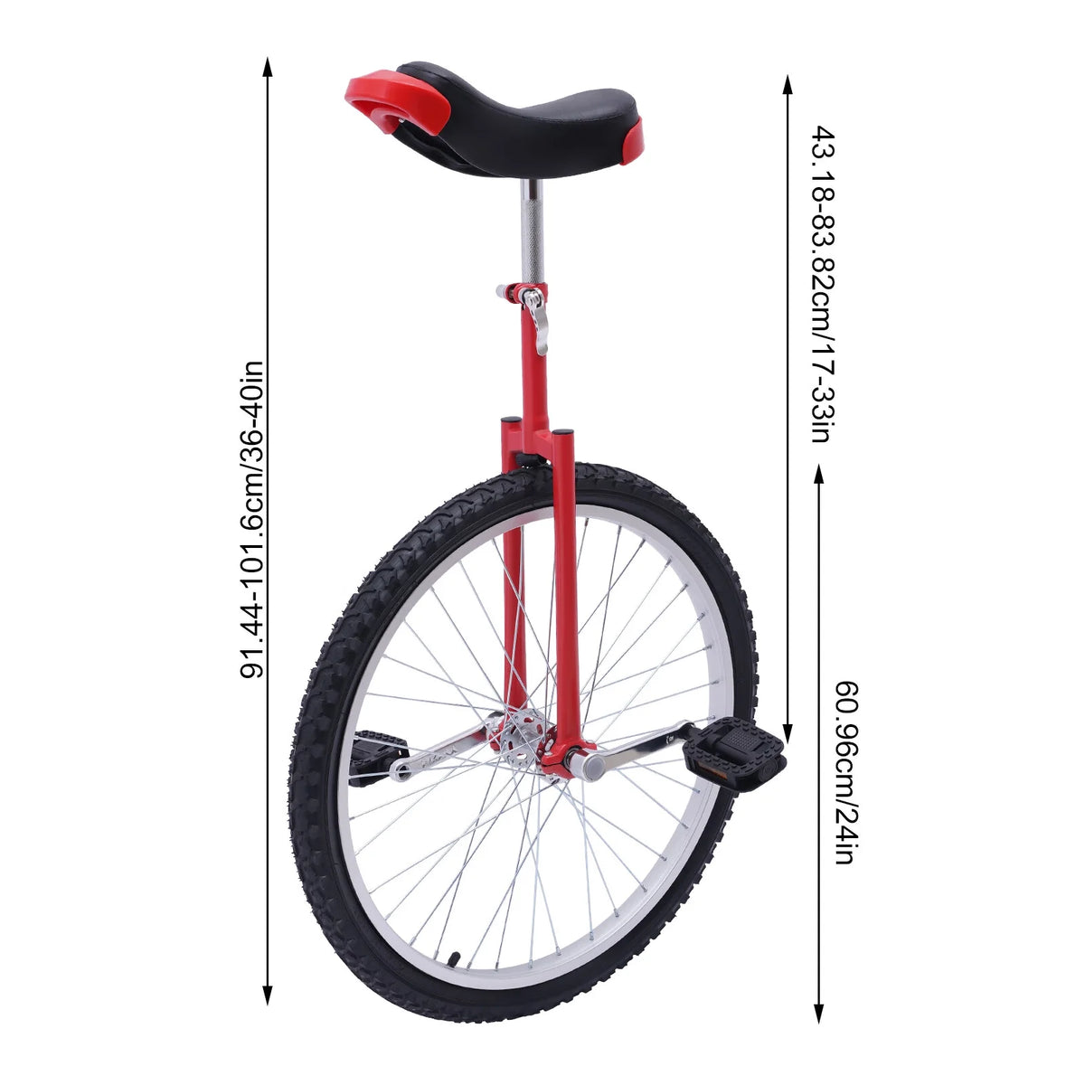 16 Inch Wheel Unicycle Height Adjustable Red O987582