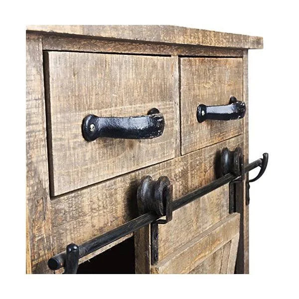 Rustic Wood End Table Console Cabinet Storage Cabinet W576132