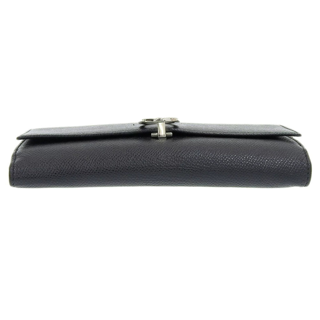 Pre-Owned Black Leather Long Wallet X21551