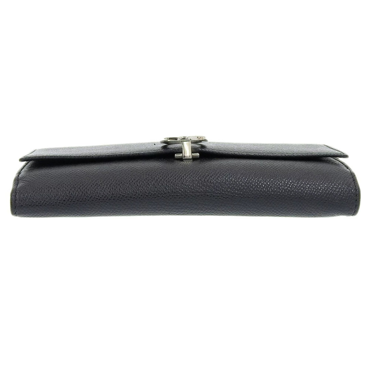Pre-Owned Black Leather Long Wallet X21551