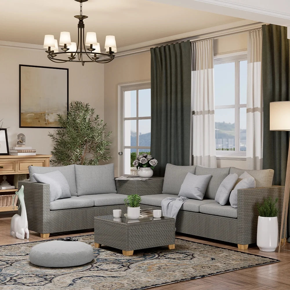 Gray Wicker Patio Sofa A2129