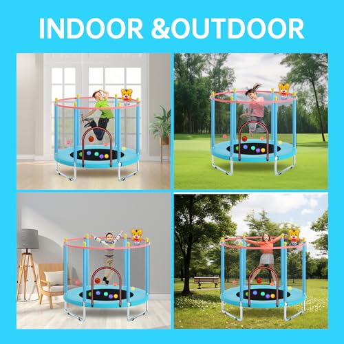 55" Trampoline with Safety Enclosure Net and Basketball Hoop K34568