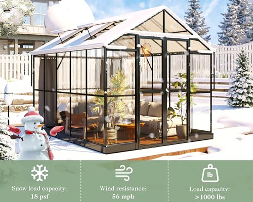 Black 8x10x7.5 FT Aluminum Polycarbonate Greenhouse E119