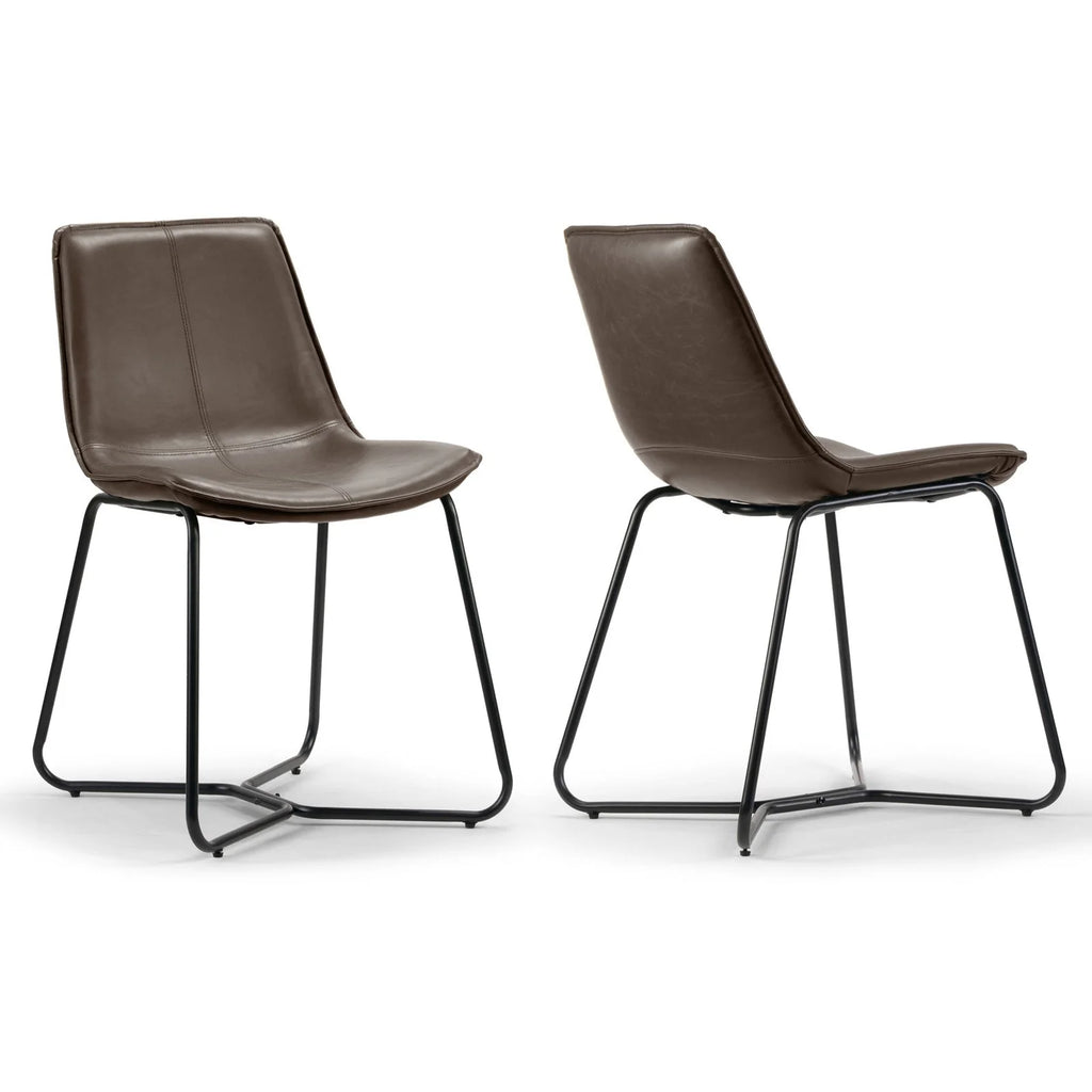 Brown Faux Leather Dining Chairs Set of 2 P8501