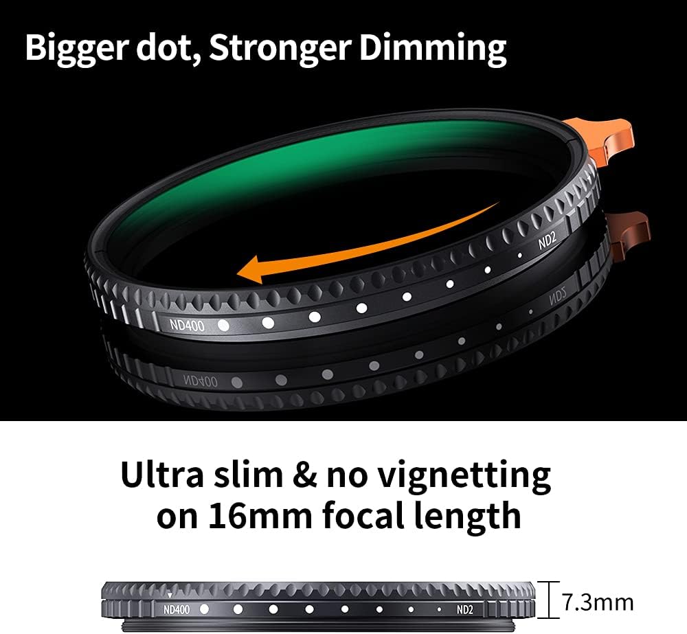 67mm Variable ND Filter ND2-ND400 with Multi-Layer Coated Optical Glass, Pack of 2 M435137