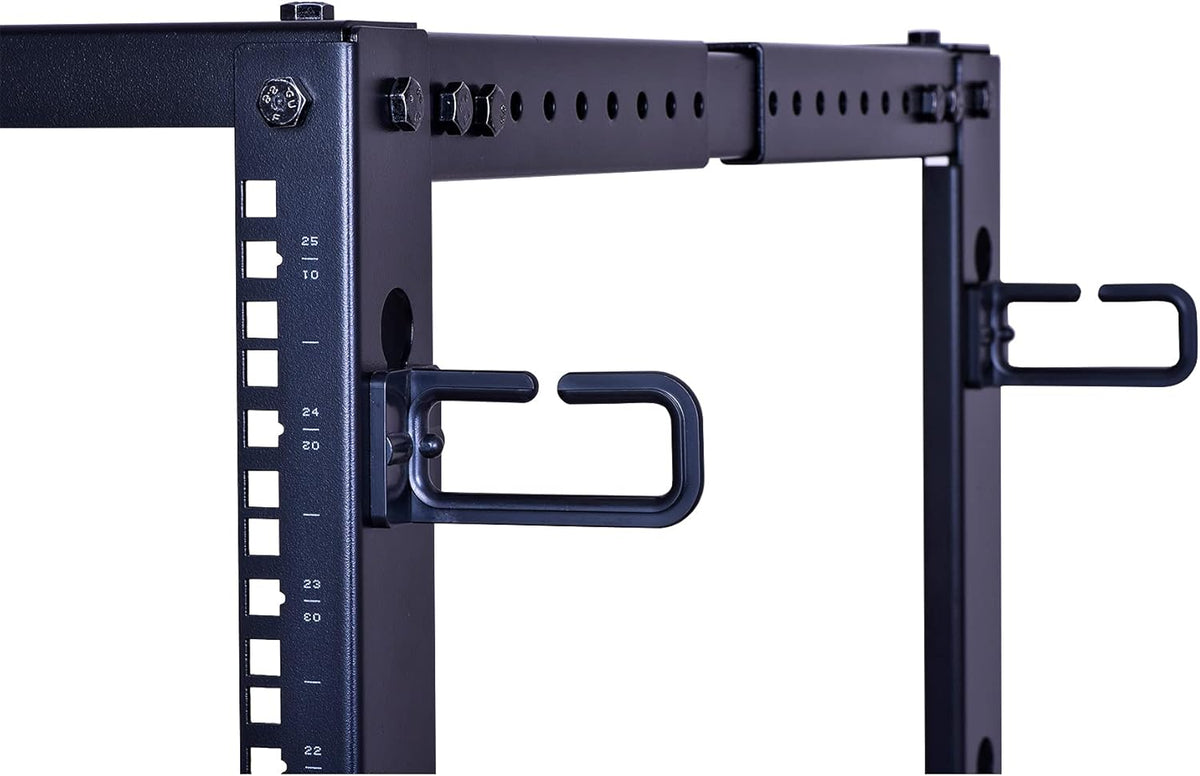 25U Open Frame Server Rack, 4 Post Adjustable Depth with Casters F152490