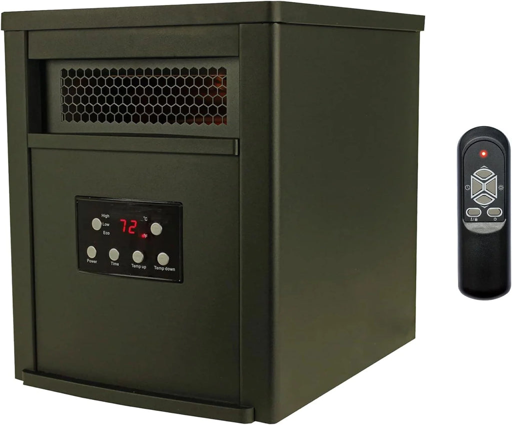 1500W Portable Electric Infrared Quartz Space Heater with Remote Control Black 2 Pack F458248