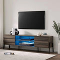 Mid-Century TV Stand with LED Lights and Metal Legs D370381
