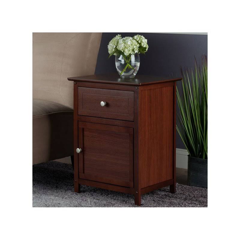 Antique Walnut Nightstand with Drawer and Cabinet K266999