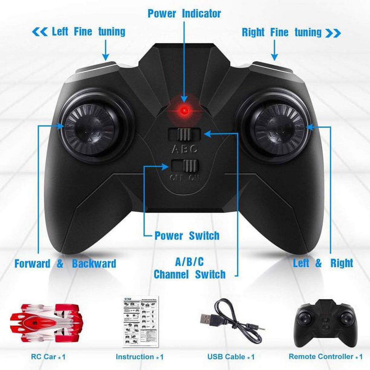 Red Rechargeable RC Stunt Car Toy V82245