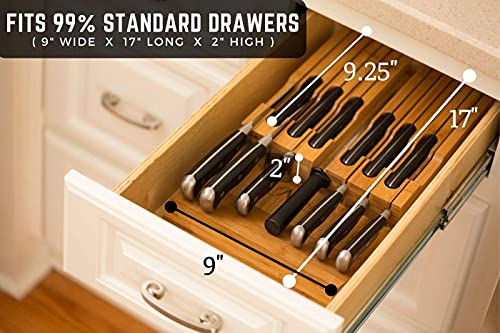 Bamboo Knife Block Holds 12 Knives with Slot for Knife Sharpener L533164