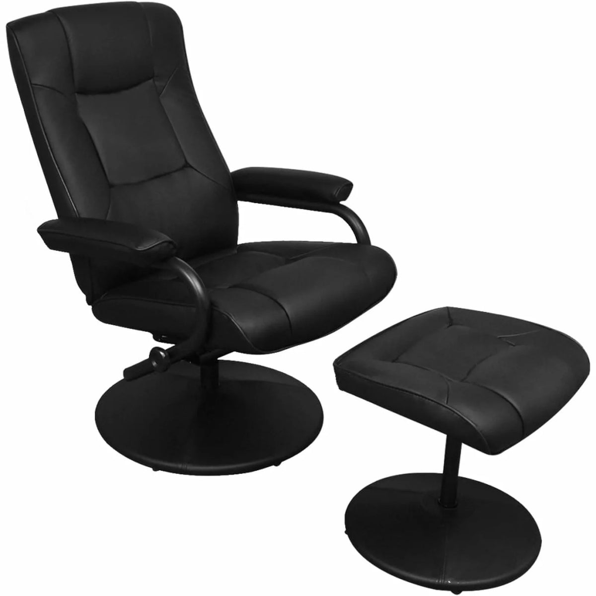 Black Faux Leather Swivel Recliner with Ottoman R477997