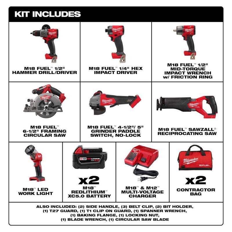 18V Lithium-Ion Brushless Cordless 7-Tool Combo Kit O4062