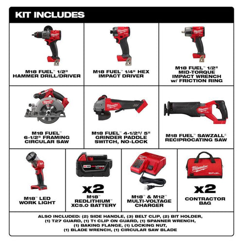 18V Lithium-Ion Brushless Cordless 7-Tool Combo Kit O4062