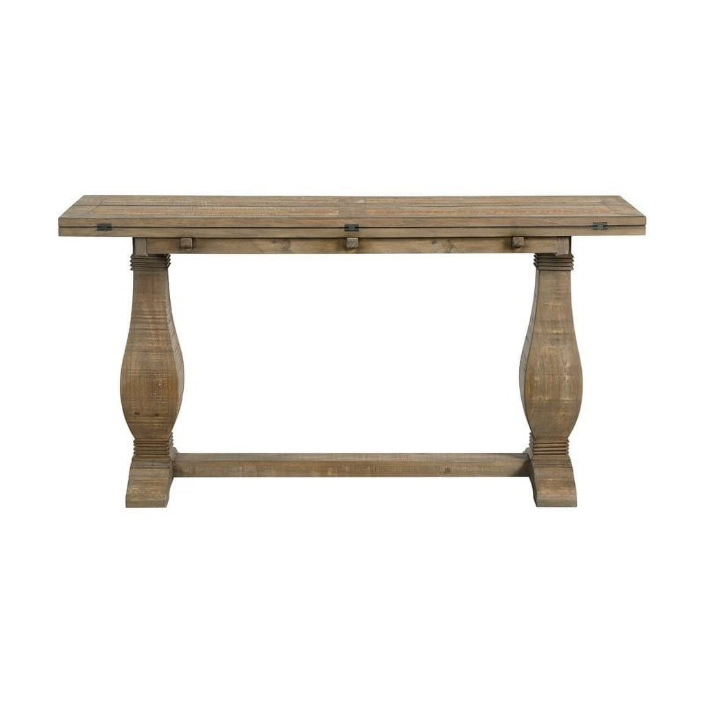Reclaimed Natural Brown Solid Wood Flip Top Sofa Table L92336