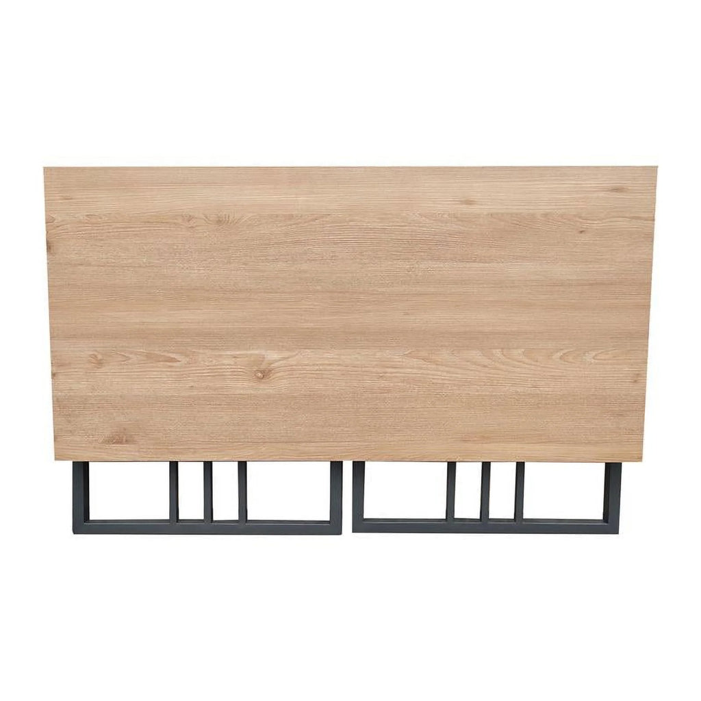 White Oak Gunmetal Slatted Desk W2154