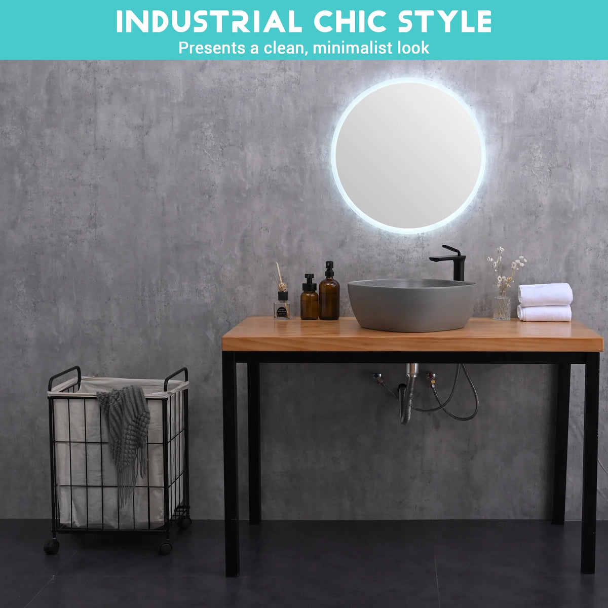 Black Metal Laundry Hamper with Wheels R4459