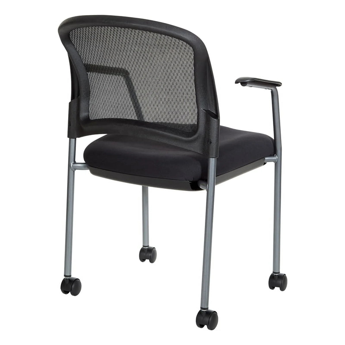 Black Fabric Rolling Visitors Chair S393