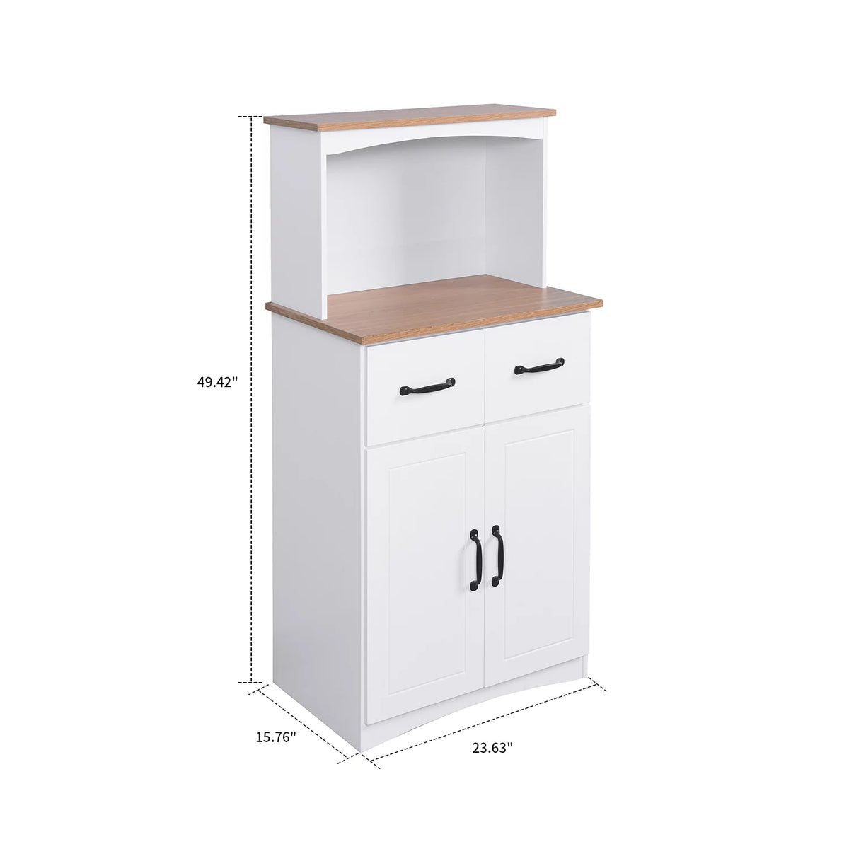 White Wooden Microwave Storage Cabinet with Adjustable Shelf Q72074